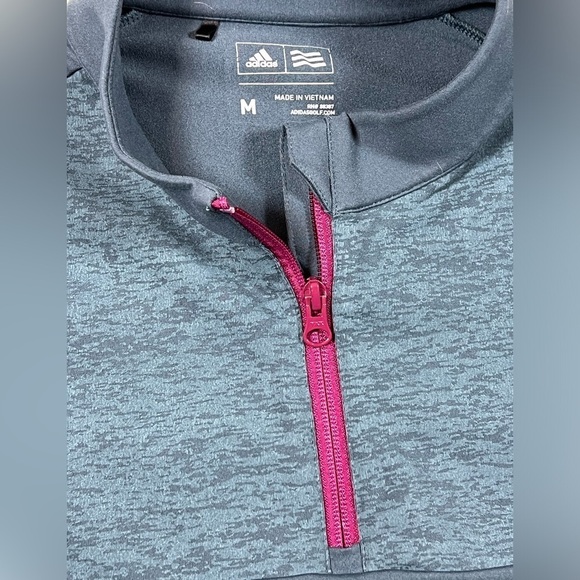 Adidas Medium ClimaWarm Pullover Quarter Zip 1/4 Zip Navy Heather Sweater Golf - Picture 3 of 8
